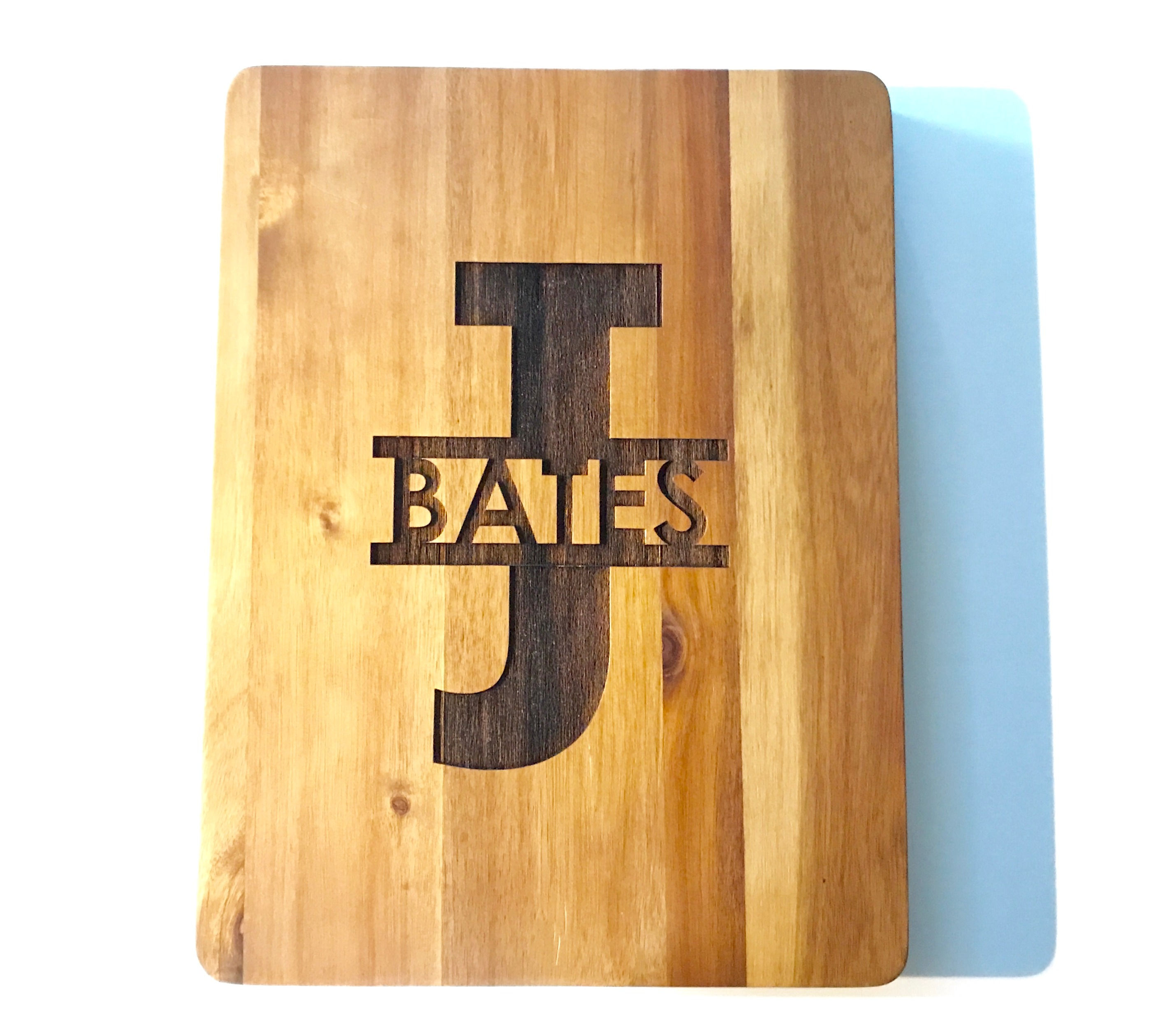 Split Monogram Acacia Cutting Board - Custom engraved