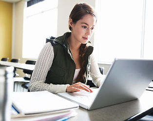Frau Lernen in dem Computer