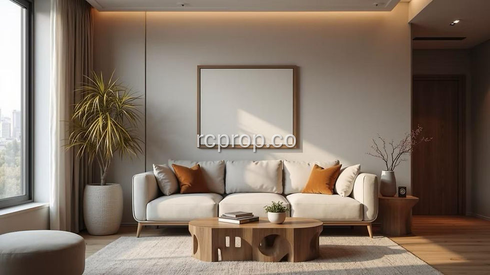 Eye-level view of a cozy living room in a condo