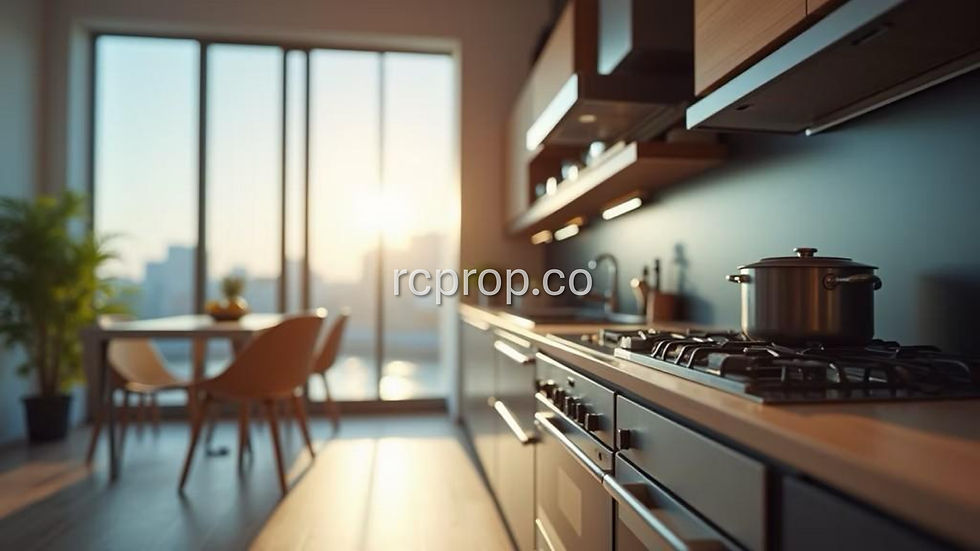 Close-up view of a modern kitchen with smart appliances