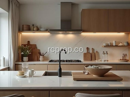 A modern luxury kitchen featuring high-end finishes