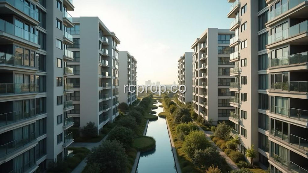 High angle view of a modern condominium complex
