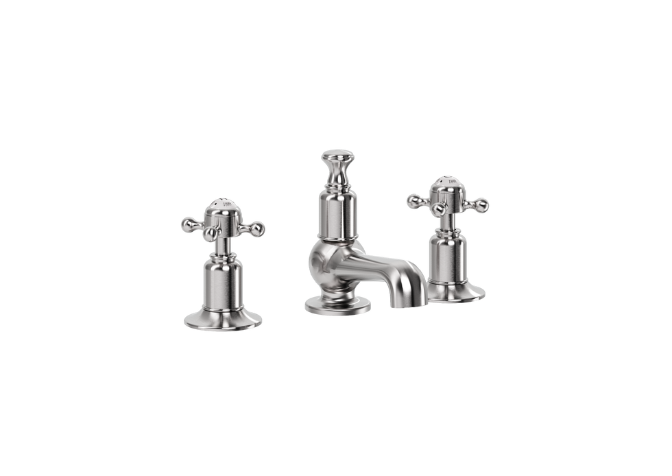 Widespread Faucet with Cross Handle - Stainless finish