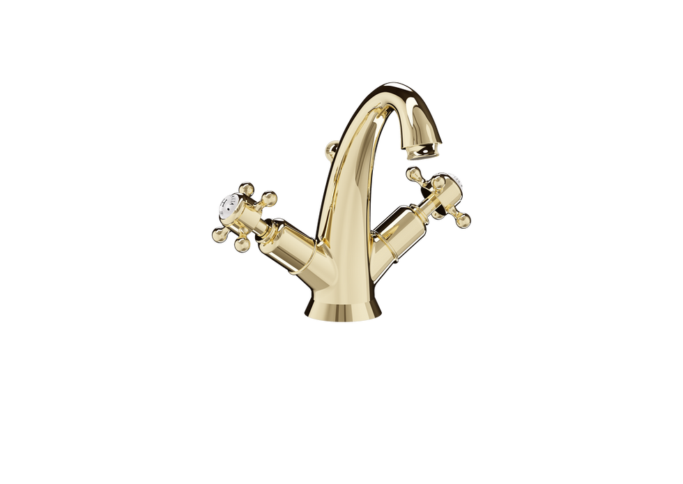 Single-hole Faucet with Cross Handles - Brass finish