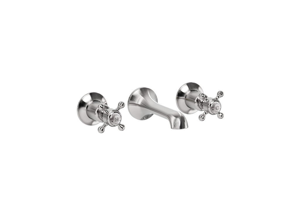 Wall-mount Faucet with Cross Handles - Stainless finish