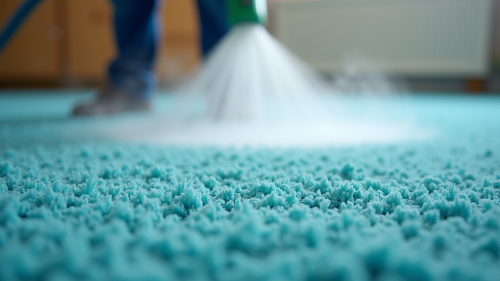 Close-up view of carpet fibers being cleaned with steam