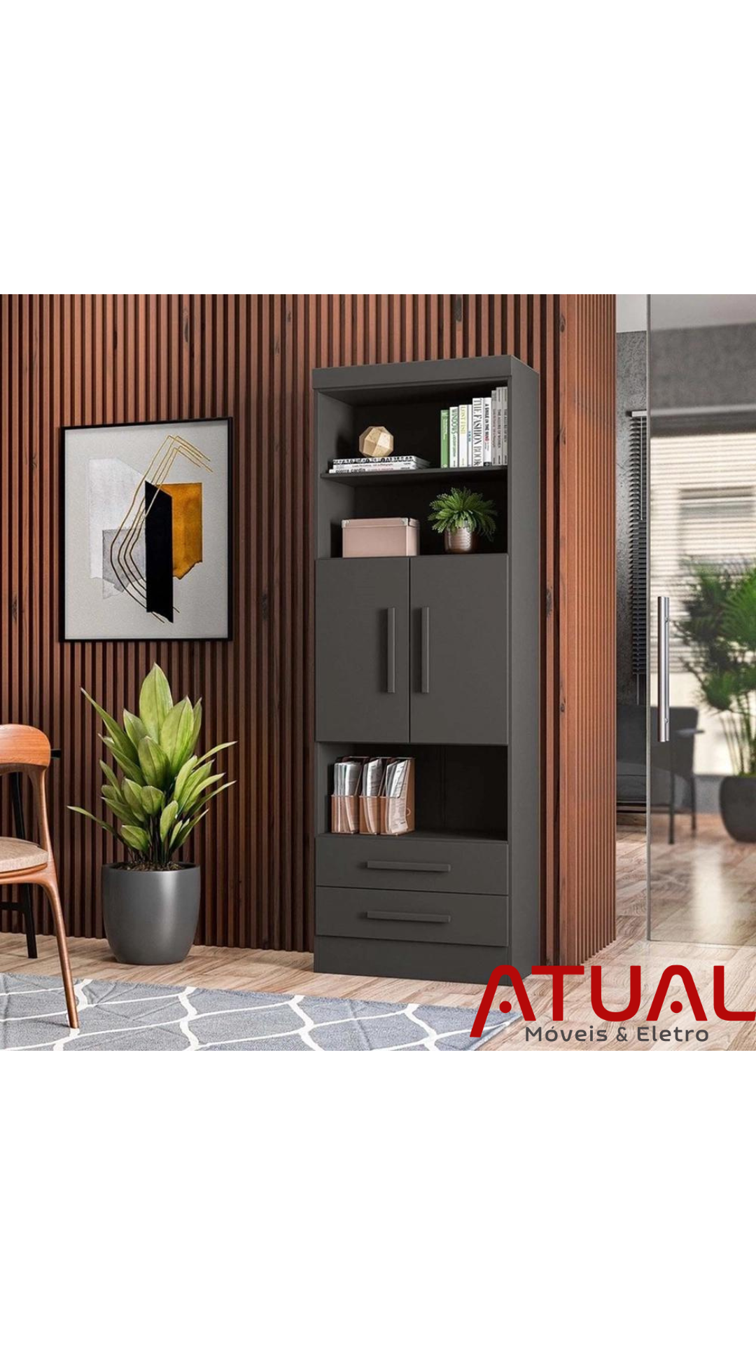 Estante Livreiro 2 portas 2 Gavetas Qmovi