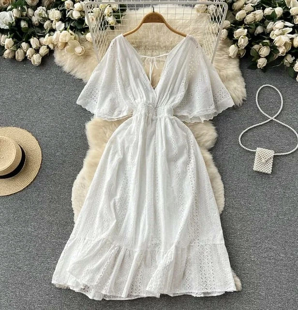 Thumbnail: Schiffli cut work dress 👗 