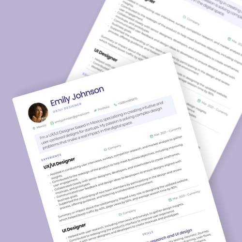 UX/UI Designer CV Template | Jesstulip