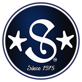 Sailorman's classic "S" logo: Our navy circle icon with Sailorman "S" font and two starfish shapes on each side.
