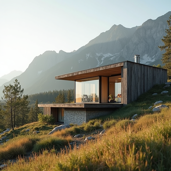 environmental shot modern passive house design large windows natural daylight clean archit