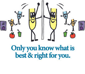 U character cartoons letting go of food, drink and other people's opinions that do not serve them. Be your own being. Buzz on being copyright happistuff Ltd 2025