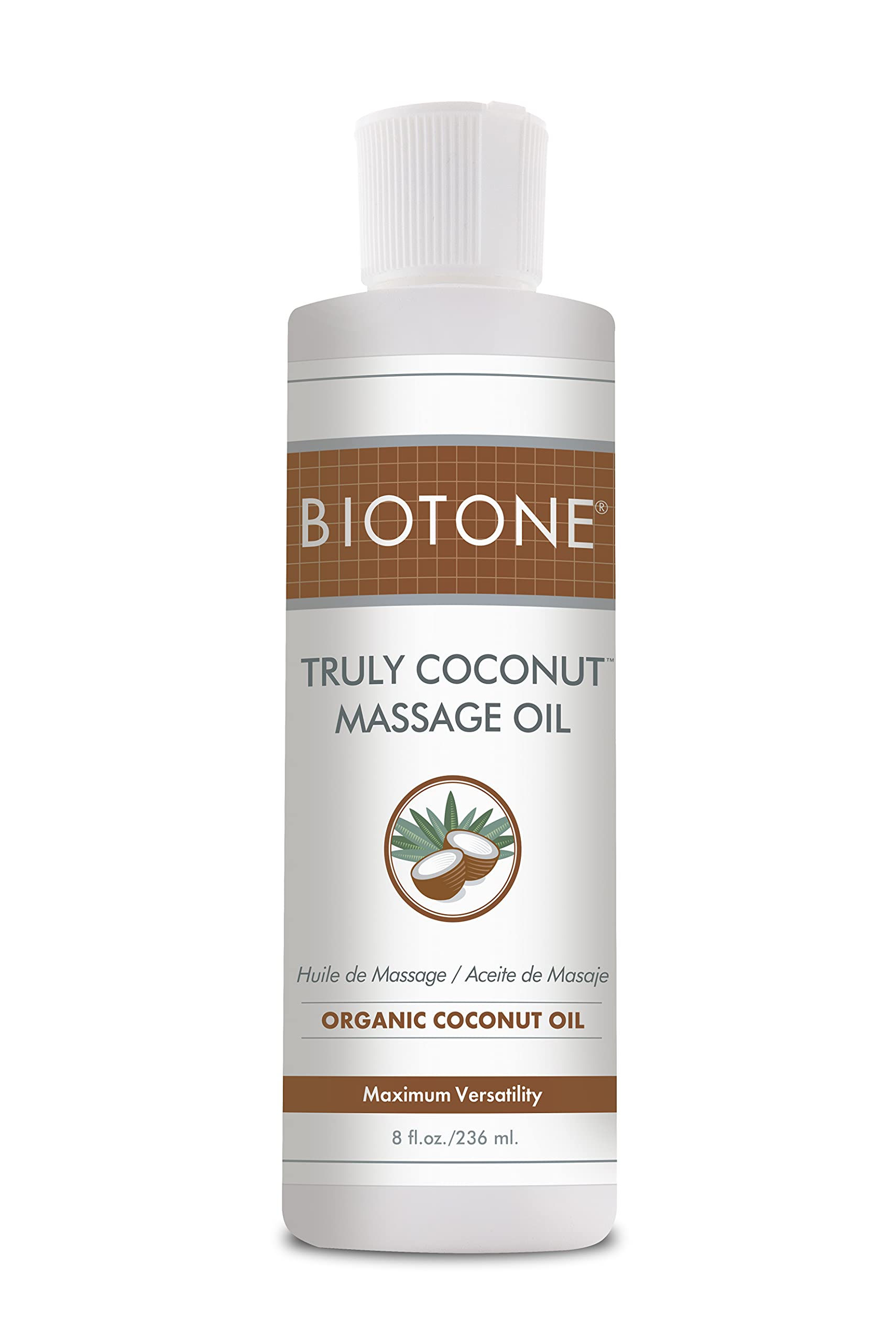 BIOTONE Truly Coconut Massage Oil with Organic Coconut Oil Melts Away Tension an