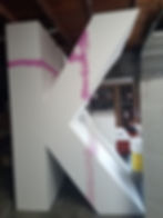 Oversized foam letter made in sections