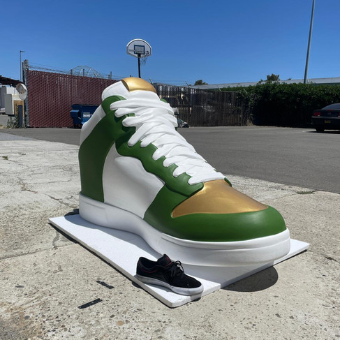 CNC machined ard coated and painted large Nike shoe prop for a charity drive