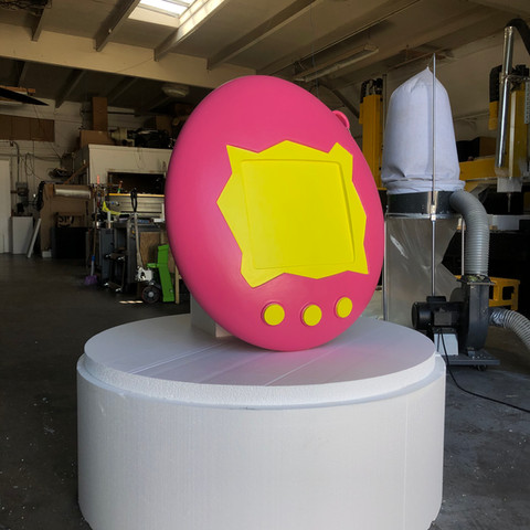 Tamagochi foam prop fabricated for back to the 80's pop-up museum