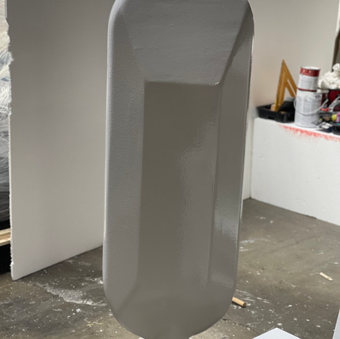 Bondo filler over urethane machined foam, with epoxy coating, 3d printing, vinyl printing