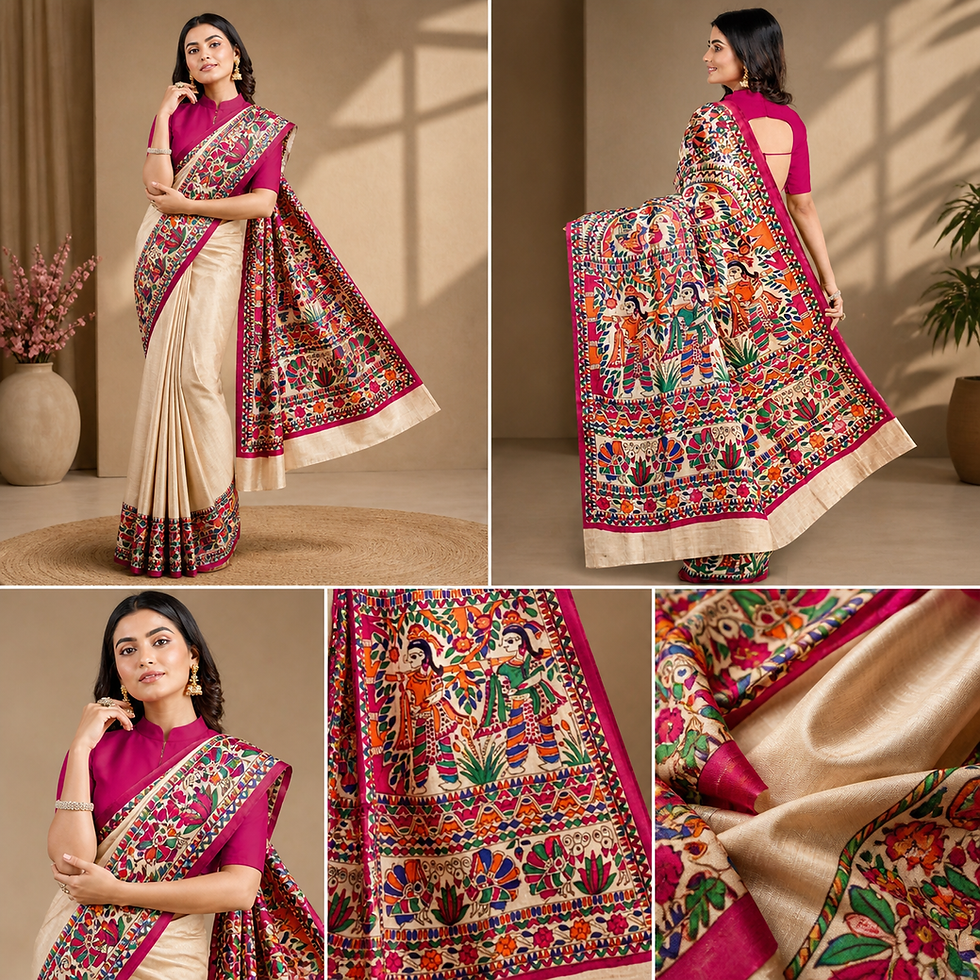 Designer Shubha Vidaai hand-painted Munga silk saree by Archana Muse