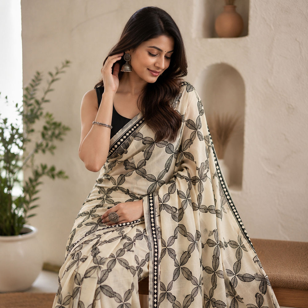 Shyam patta hand painted madhubani munga silk saree