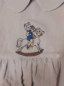 Boys romper hand embroidered vintage rocking horse TCM C&Co dargaville (2)