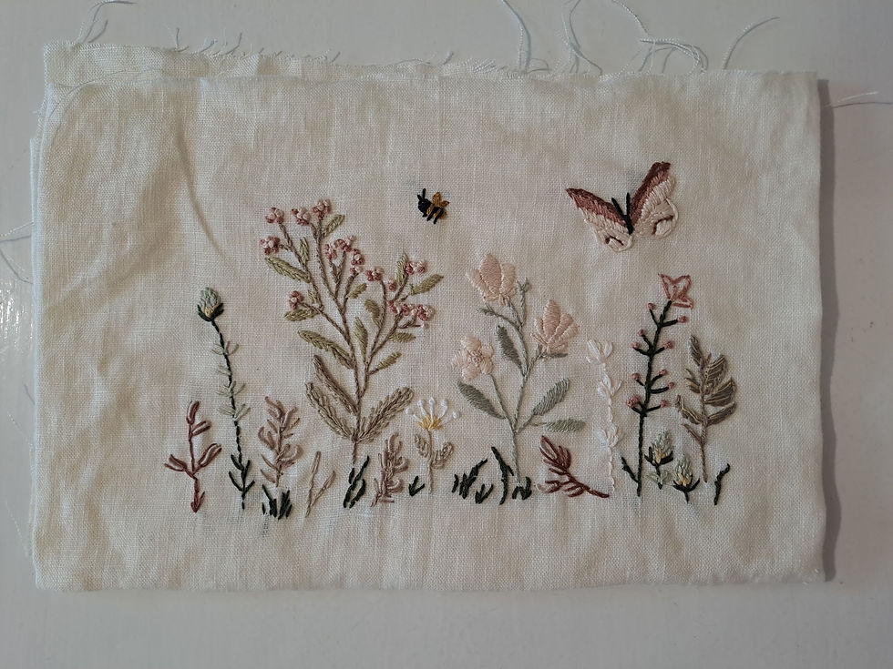 Thumbnail: Floral butterfly hand embroidery 21x12cm