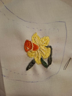 Custom daffodil machine embroidery