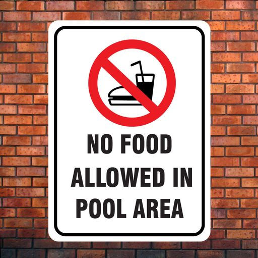 No Food Allowed In The Pool Area Sign