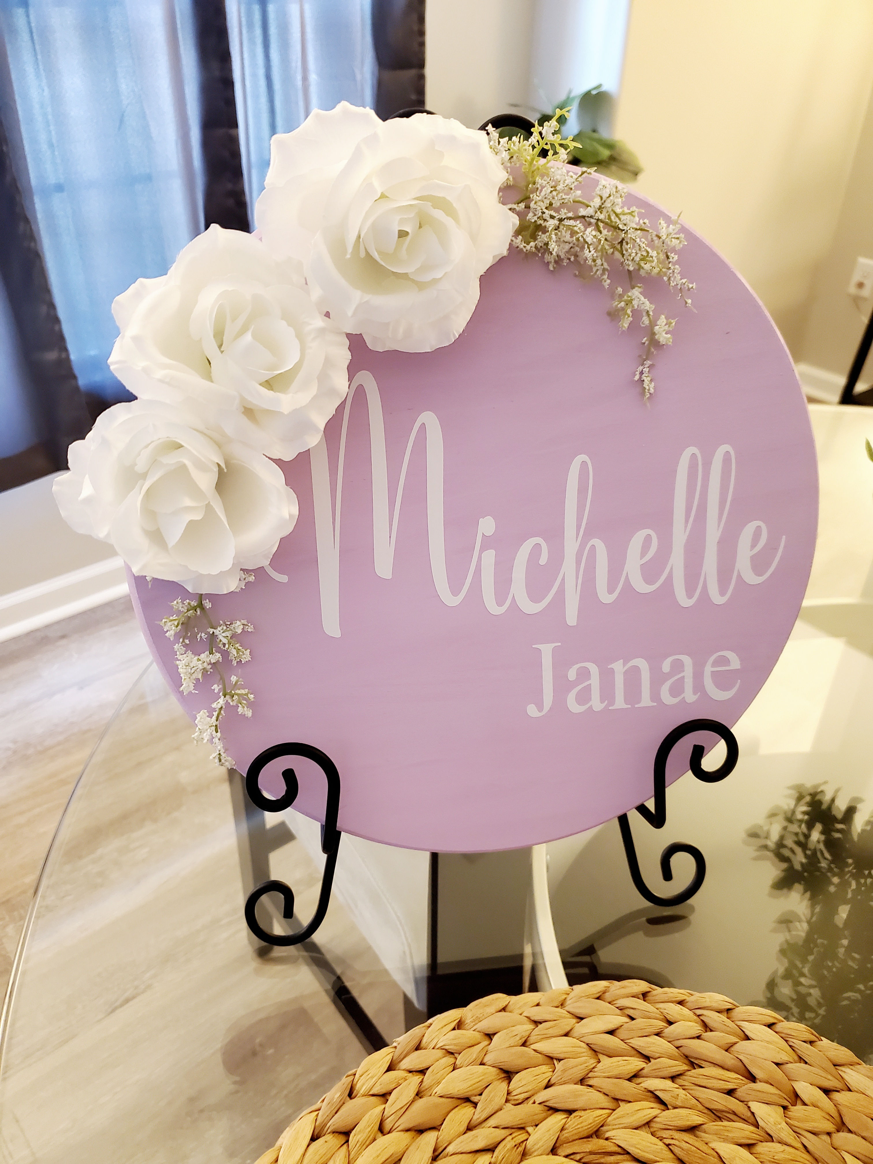 3 Rose Wooden Name Sign