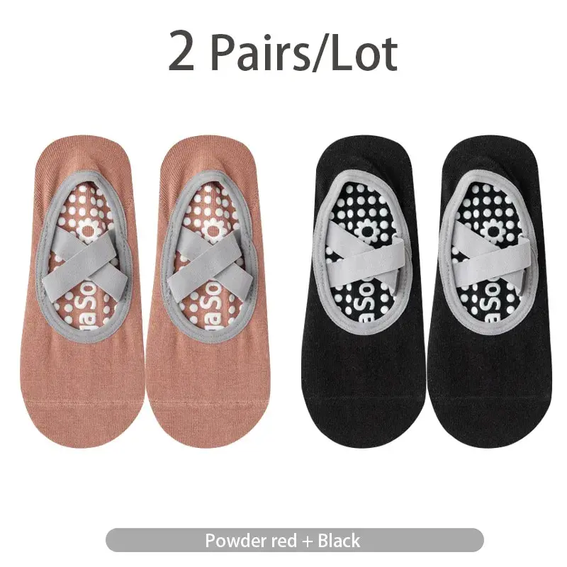 Miniatura: Women Yoga Socks Non Slip Grip Cotton Pilates Socks Ladies Ballet Dance Sport