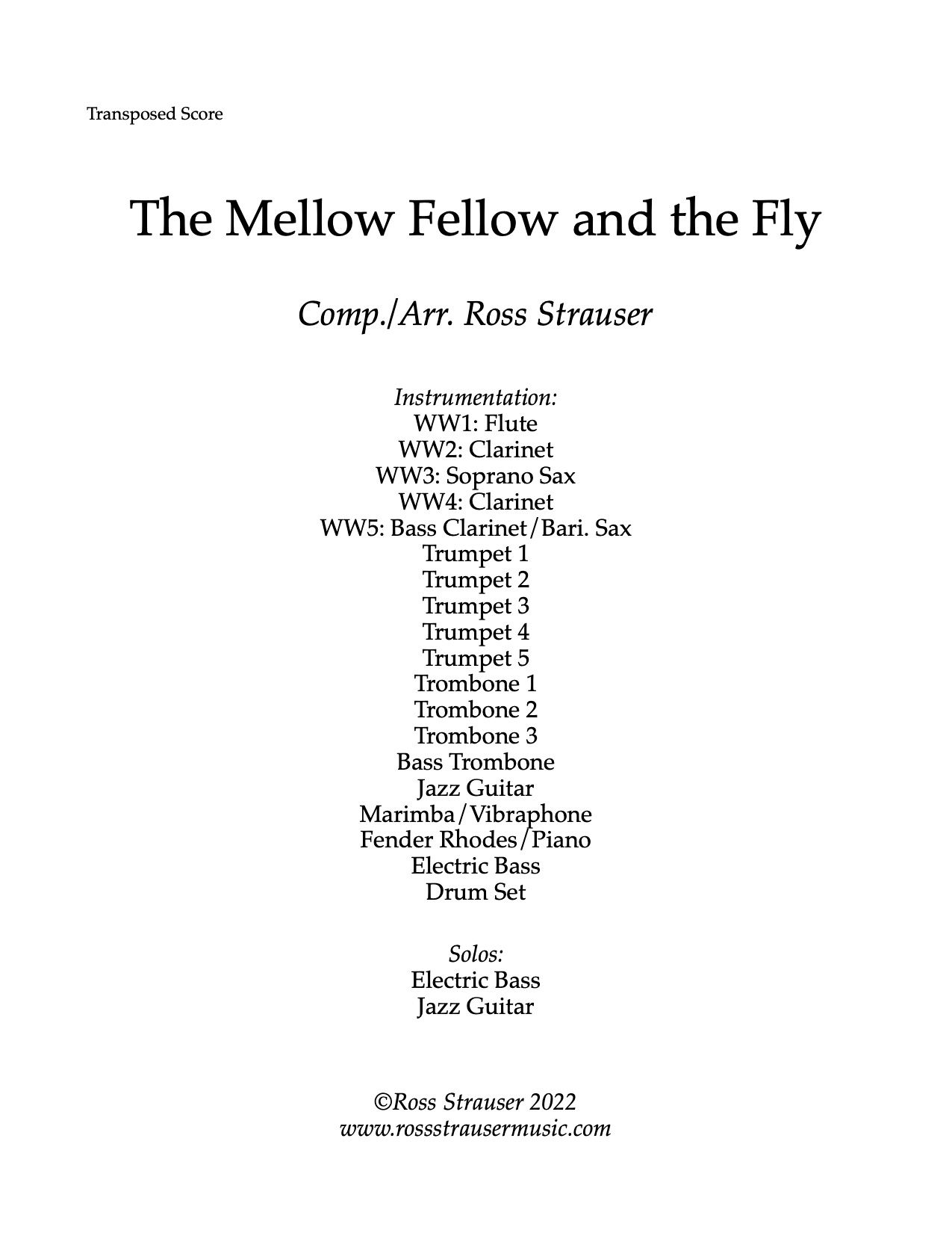 The Mellow Fellow and the Fly (Study Score)