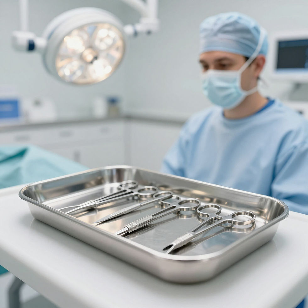 Ophthalmologist preparing surgical tools