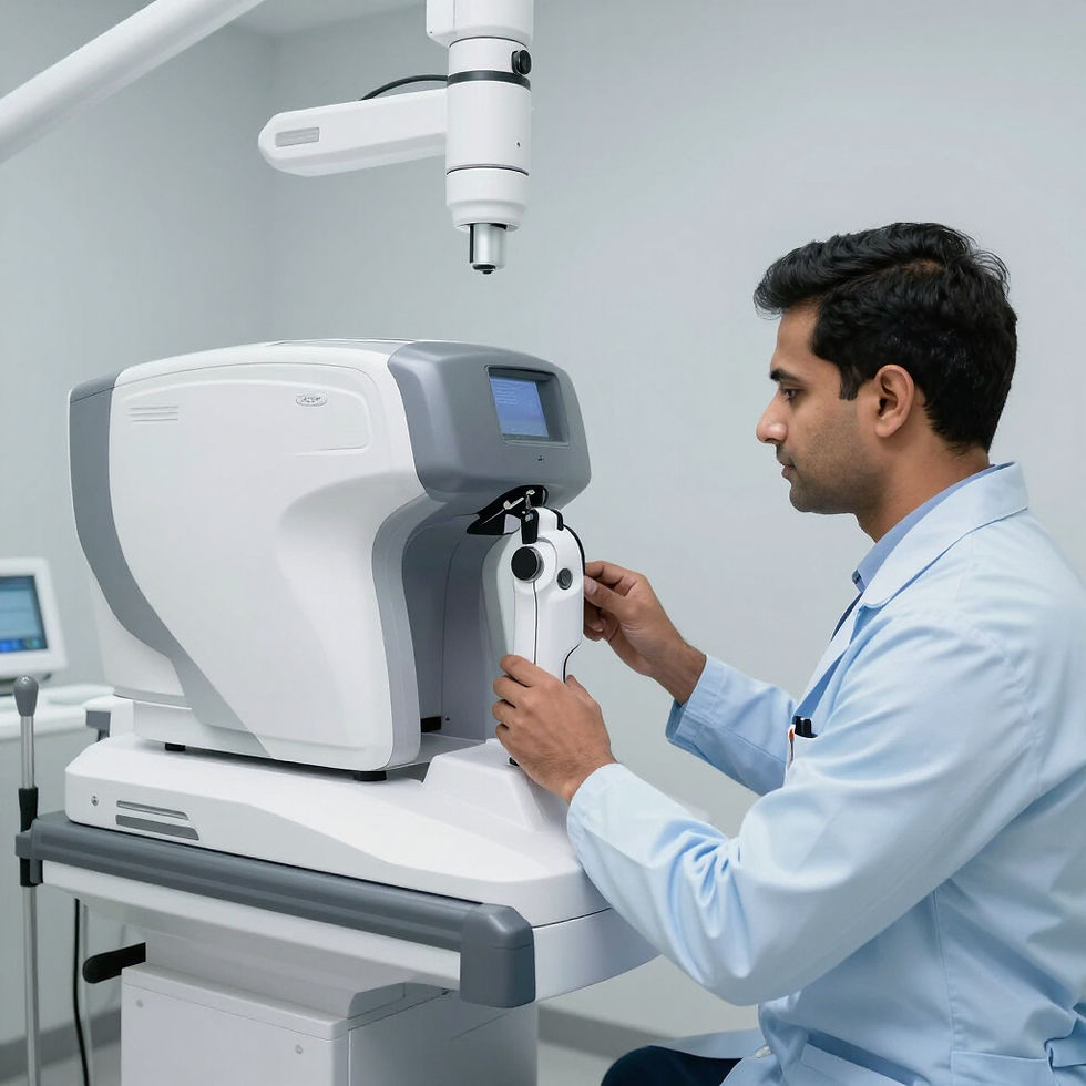 Patient receiving an ophthalmology eye examination