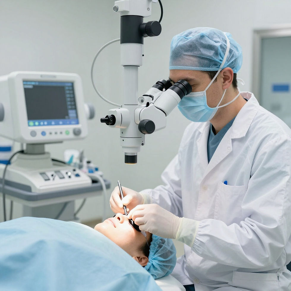 Ophthalmic surgeon performing an eye procedure
