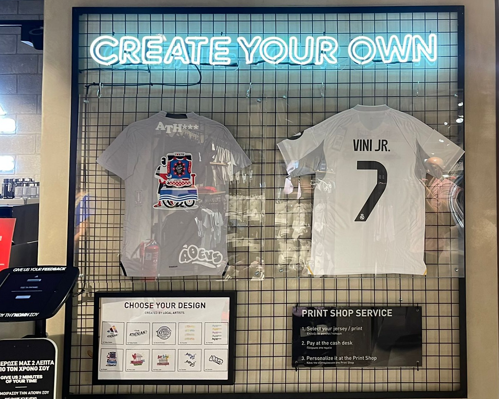 Ejemplo de la experiencia de impresión personalizada dentro de la tienda