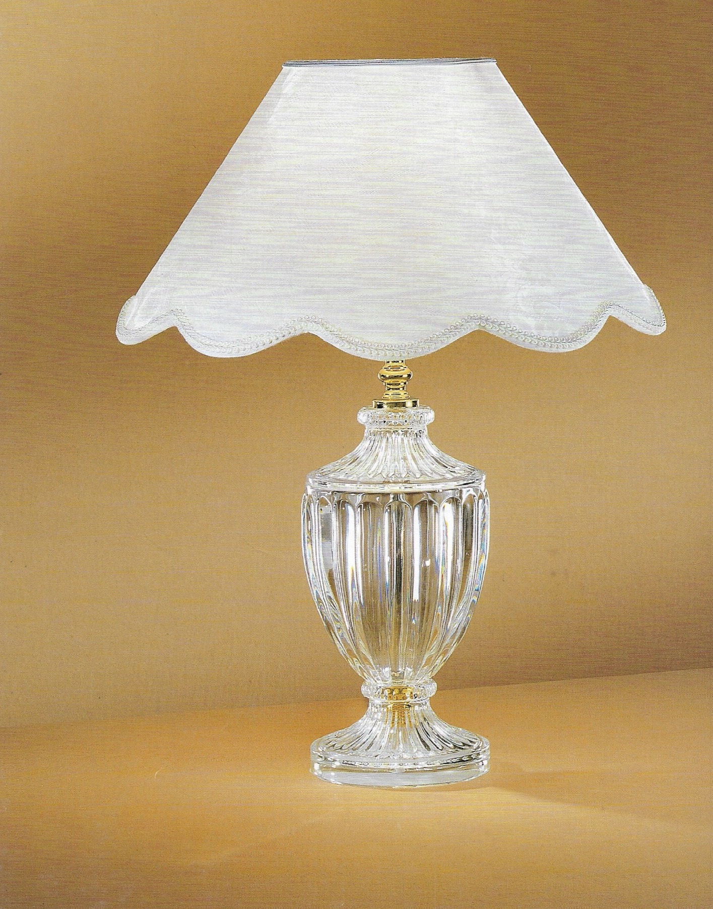 8072.LG Lampada Tavolo Grande Cristallo con paralume in tessuto