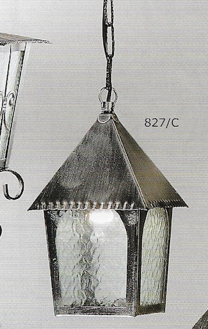 827/C Lampada Sospensione in Ferrobattuto con vetri in Murano