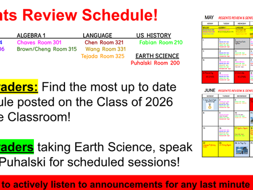 Attention Seniors and a few 7th Graders, Read all about the Regents!