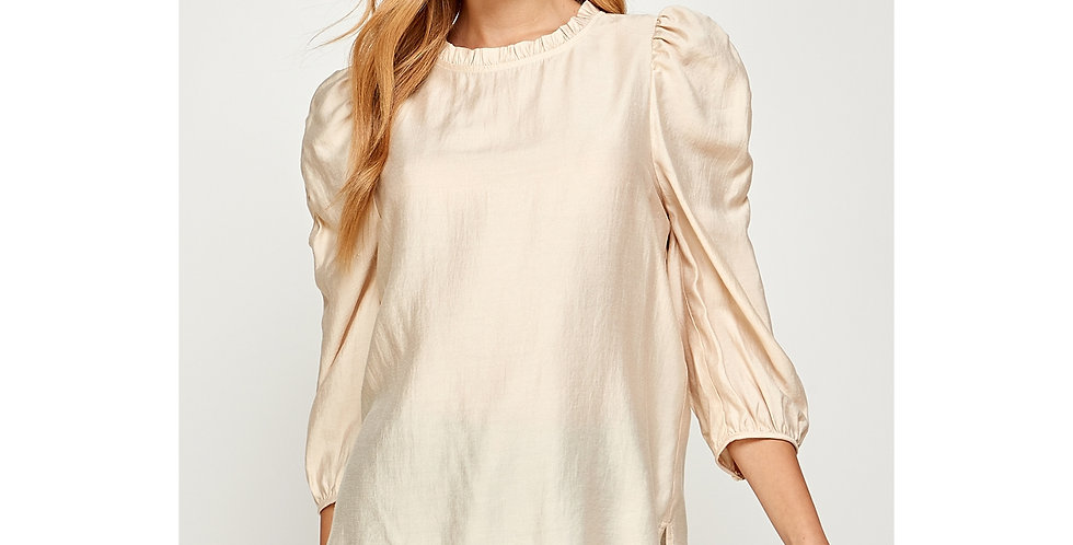 Clementine Satin Puff Sleeve Top