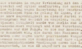 Nachweis der antifasischtischen Tätigkeit