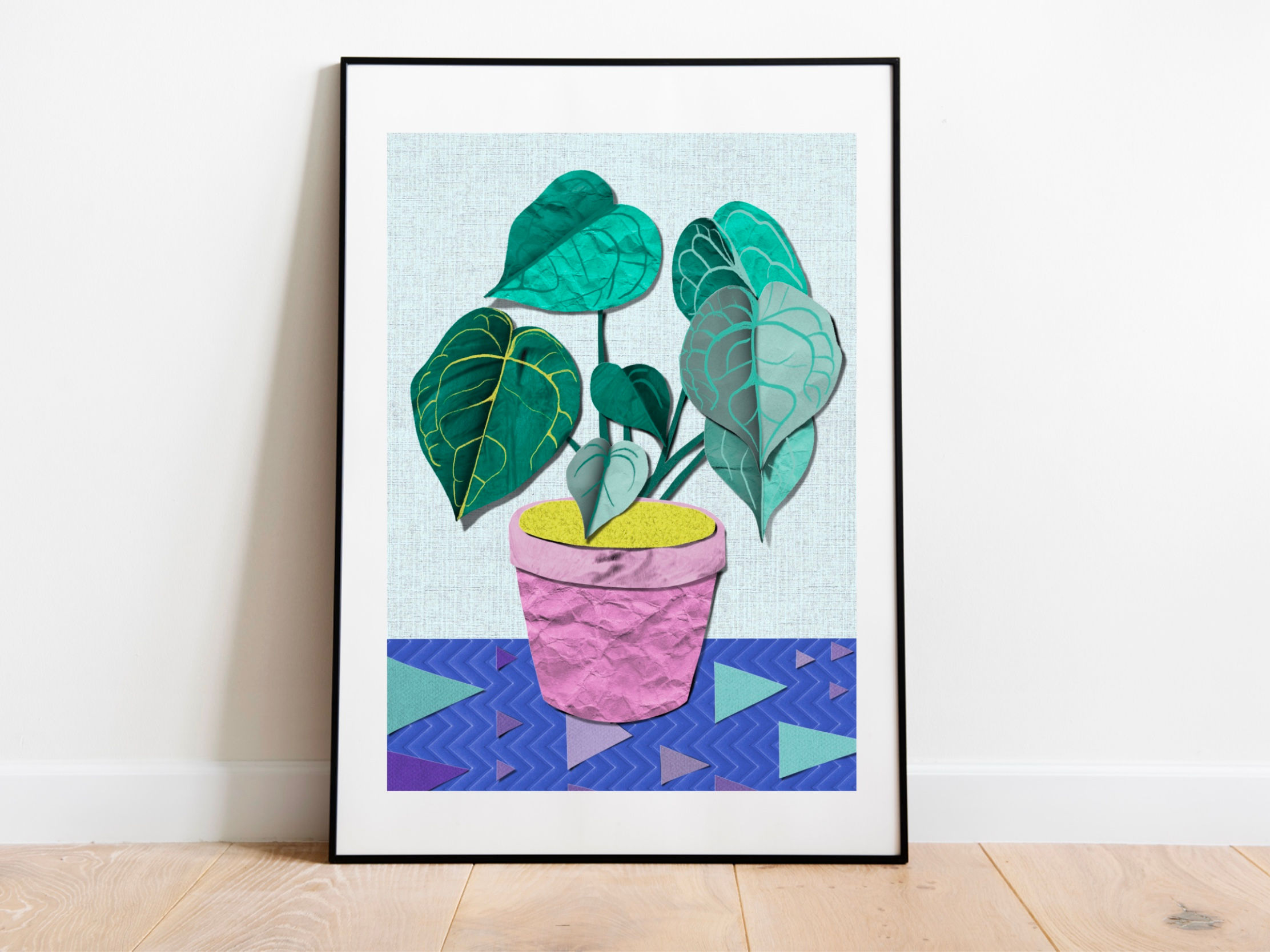 Heart shape leaf plant house plant digital paper cut art print