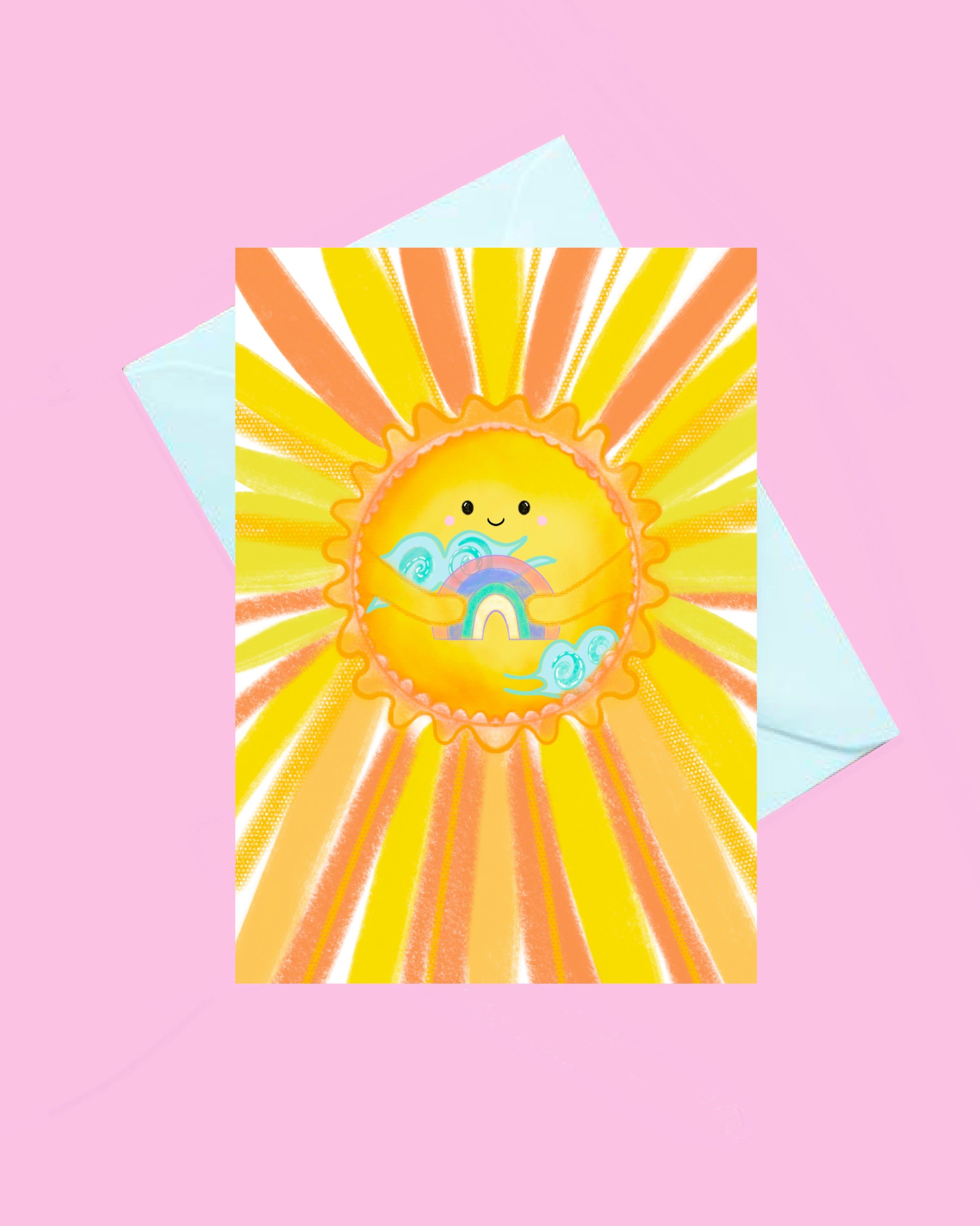 Sunshine rainbow blank greeting card