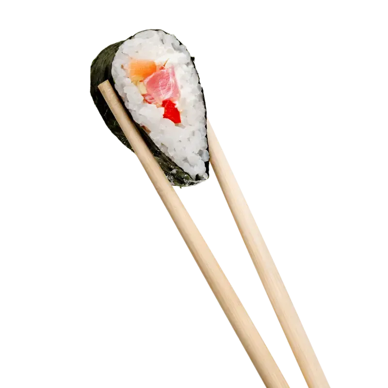 Sushi tenu par des baguettes