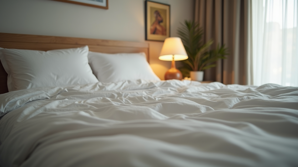 View of a cozy, well-made bed