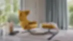 Vitra grand repos jaune dans un salon cozy