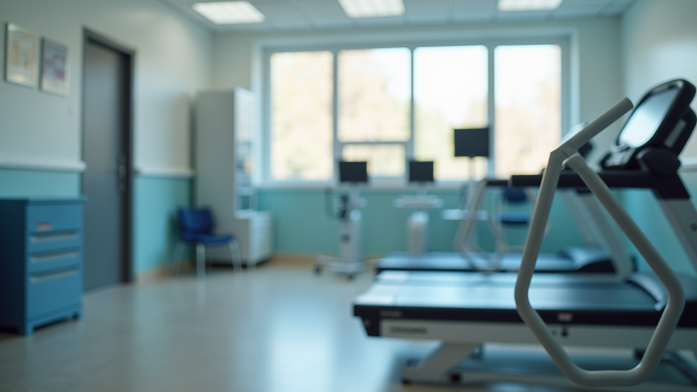 Close-up view of rehabilitation exercise equipment in a clinic