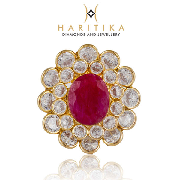 Thumbnail: Round Shape kundan polki ring