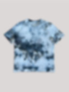 Flatlay of an ice-dyed t-shirt in black colours from the front