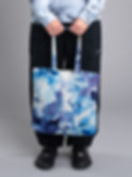 Ice-dyed tote bag in blue colours