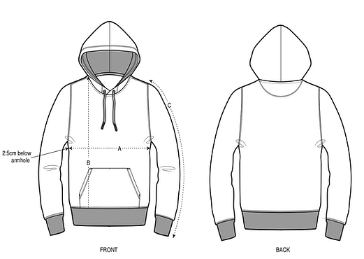 Guidelines for how to measure hoodies