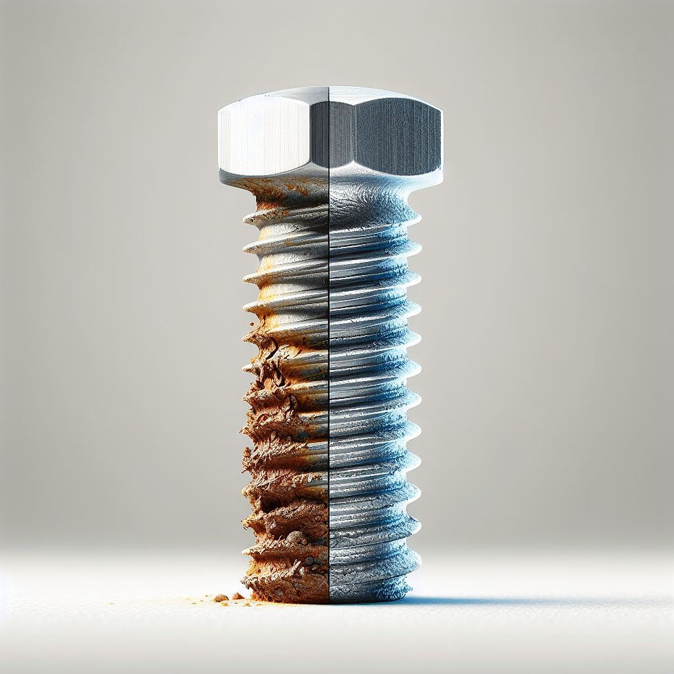 Comparison of corroded fastener vs stainless steel